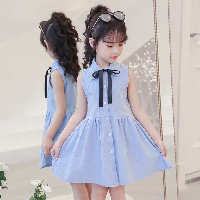 

Girls'Skirts Summer 2019 New Korean Edition Children's Sleeveless Dresses for Girls and Big Girls with Lotus Leaf Edge