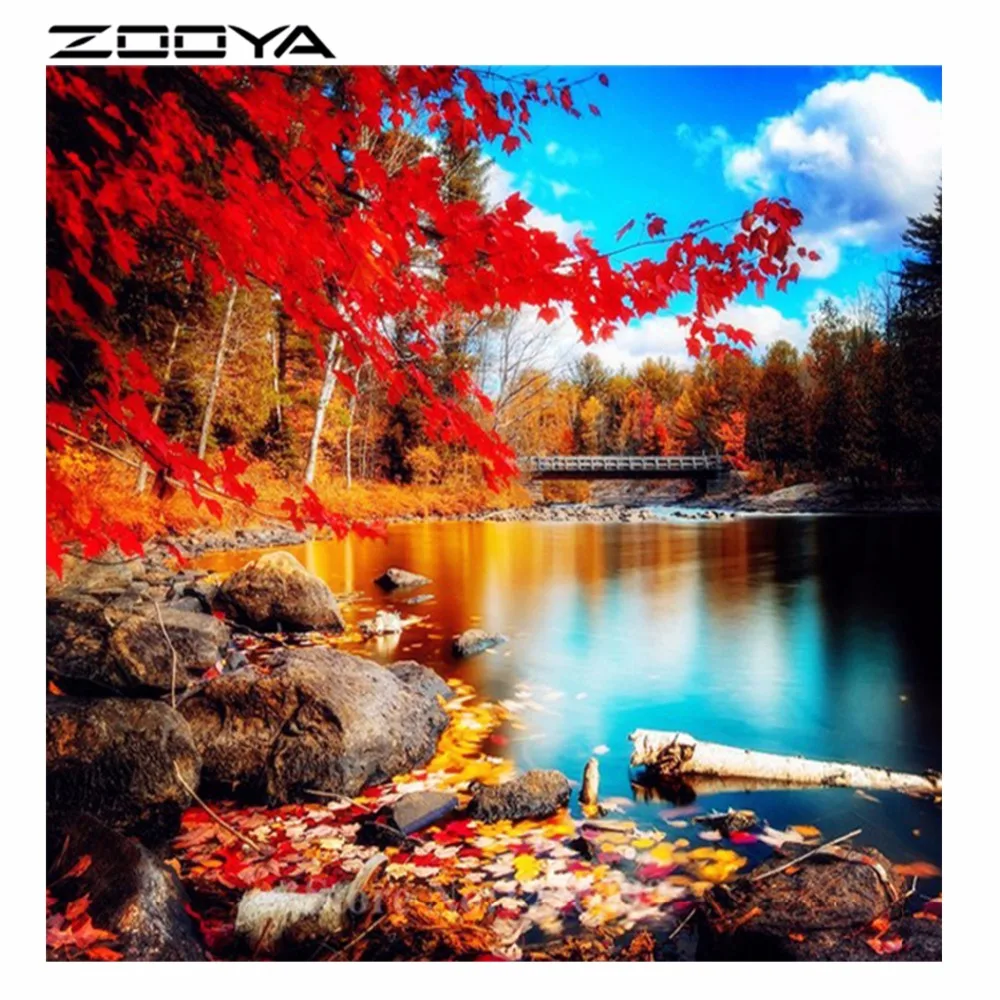ZOOYA полная дрель 5D DIY Алмазная картина вышивка крестиком пейзаж кленовый лист