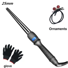 Rizador cónico LCD, rizador de pelo eléctrico de un solo tubo de cerámica esmaltado, cono de flor de pera