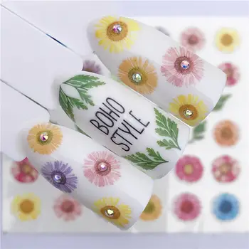 

1 Sheet Water Transfer Nail Stickers Decals Color Flower Pattern Nail Art Stickers Wraps Manicure Decoration