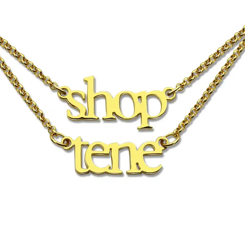Personalized Layer Name Necklace Double Chain MINI Name Necklace Gold