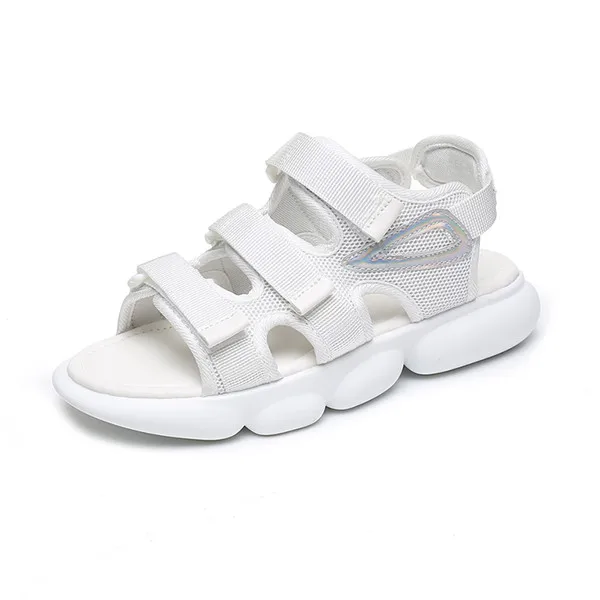 COOTELILI/Летние женские туфли Римские сандалии обувь на плоской подошве, платформы женские повседневные туфли на танкетке с открытым носком черный, белый цвет - Цвет: Белый
