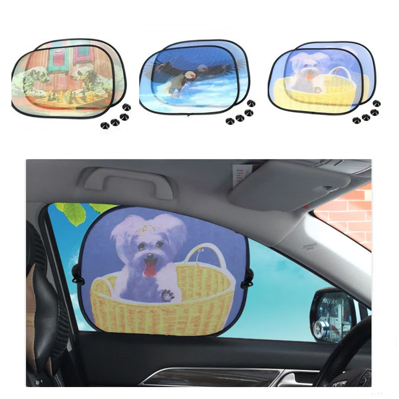 

2Pcs Side Window Screen Sunshades with Suction Car Curtain Windscreen Cover Windshield Shade Car Styling
