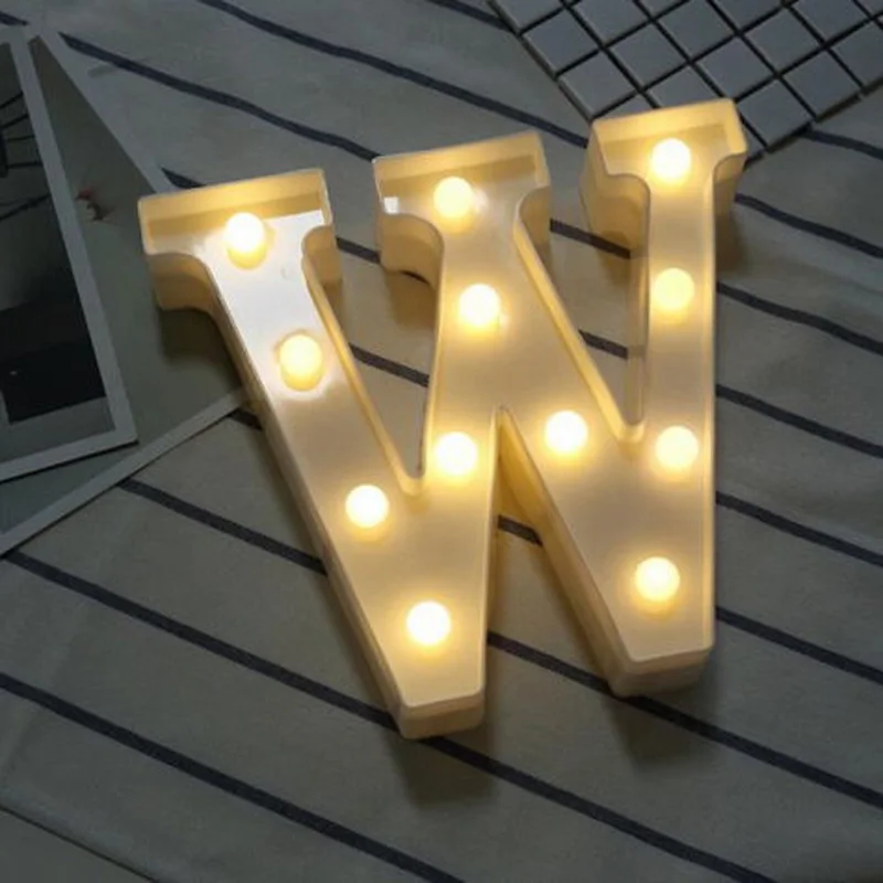 W Led Marquee письмо загорается Винтаж цирк Стиль Алфавит ночник знак подарки - Цвет: W