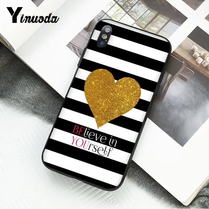Black White Strip Pink Bling Heart