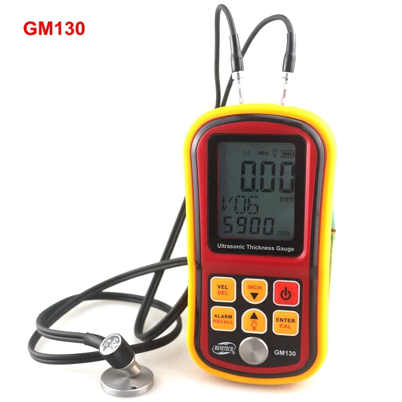 GM130 Ultrasonic Thickness Gauge 1.0~300mm Metal Width Monitor Tester Voice Meter 1000~9999m/s