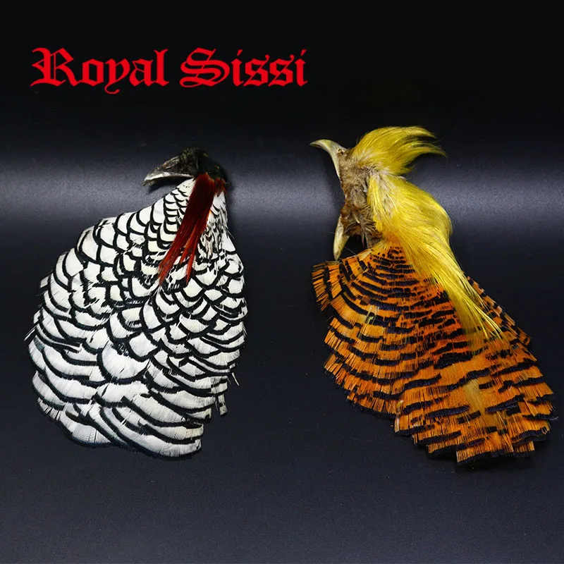 

Royal Sissi Natural Complete Golden Pheasant Head Crest &Complete Lady Amherst pheasant Heads combo fly tying feather materials