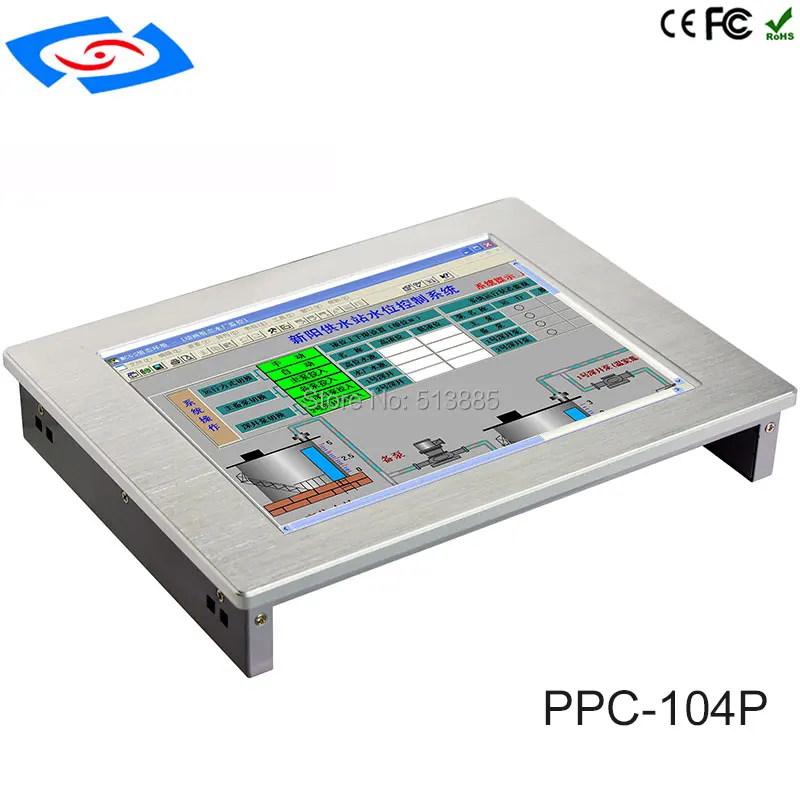 

Hot Sale 10.4 inch Industrial Panel PC With Intel Atom N2800 Dual Core Processor RAM Onboard 2G SSD 32G Resolution 800x600