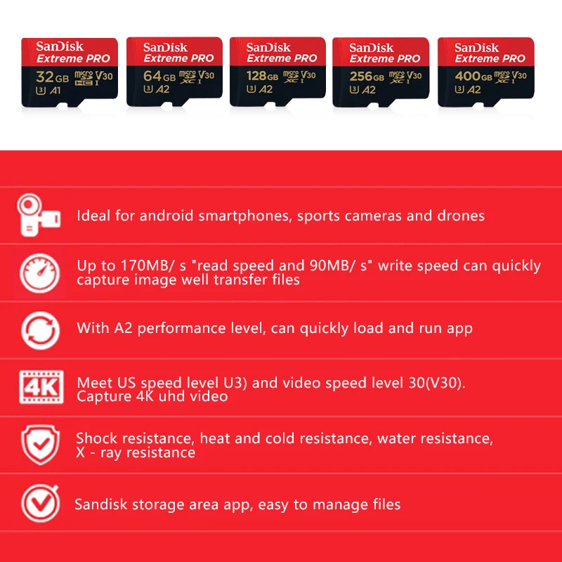 Sandisk New Extreme PRO Micro SD карта памяти U3 A2 SDHC 64G TF Высокоскоростные карты|Карты памяти| |