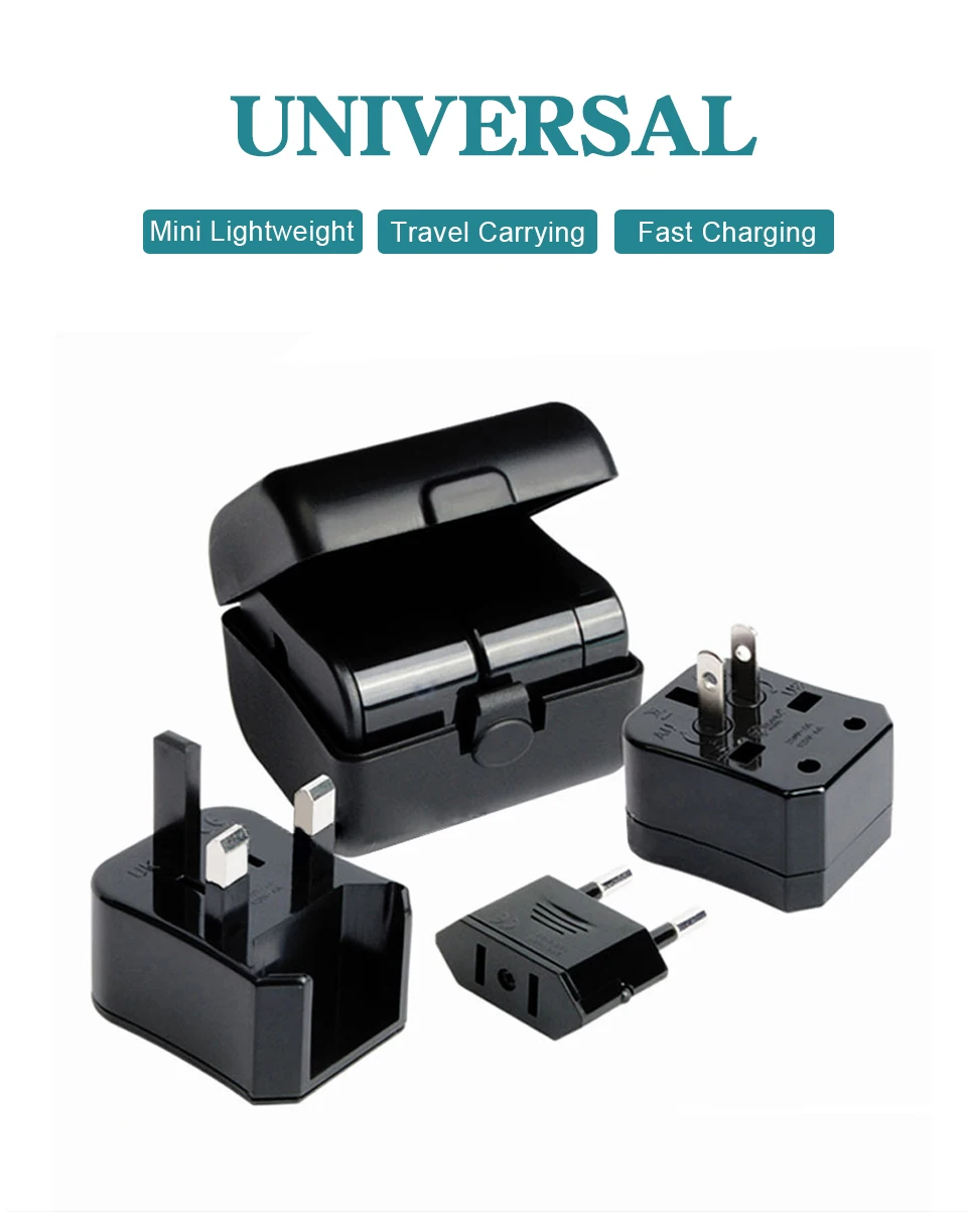 1PC Universal US AU EU UK Plug Converter 2 Round Pin Socket Euro Europe Global Travel Wall AC Power Charger Outlet Adapter (1)
