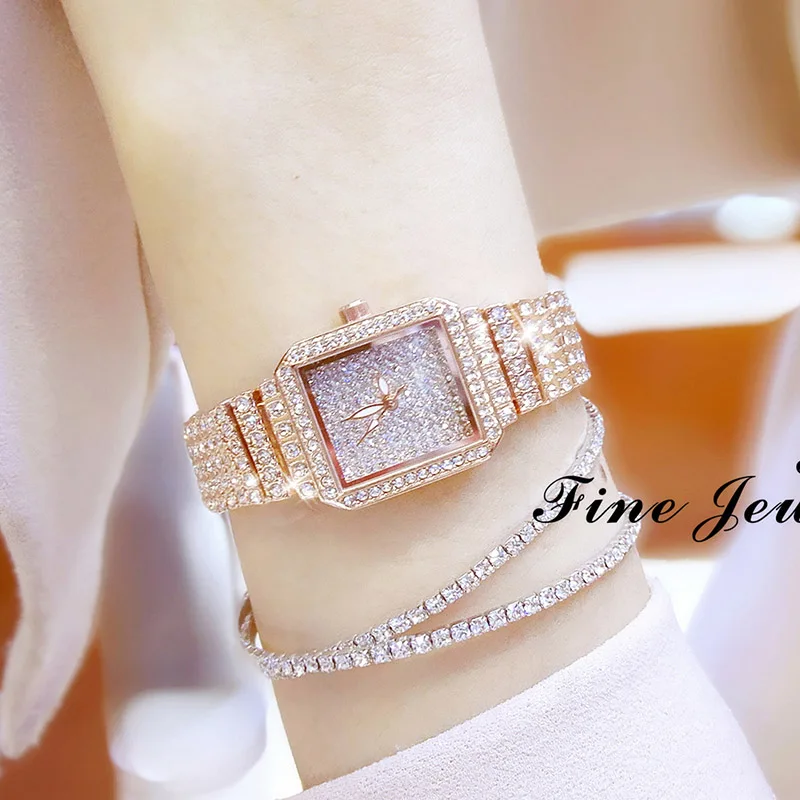 Rose Gold Женские кварцевые часы Роскошные бриллиантовые элегантные нарядные часы женские наручные часы Relogios Femininos saat девушка женские часы ZDJ - Цвет: Rose Gold