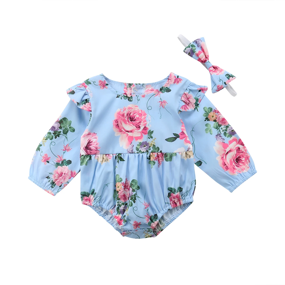 

Baby Girl Clothes Long Sleeve Ruffle Bodysuit Jumpsuit Cotton Cute 2Pcs Outfits Floral Newborn Baby Girl Bodysuits 0-24M
