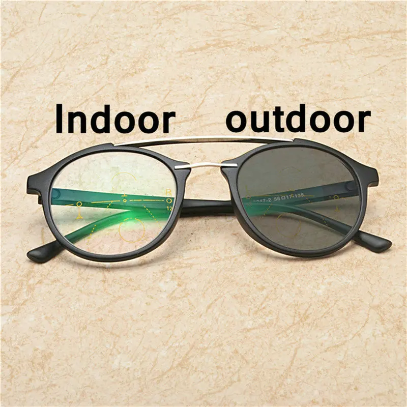 

Progressive Multifocal glasses Transition Sunglasses Photochromic Reading Glasses Men round Points for Reader Near Far sight NX