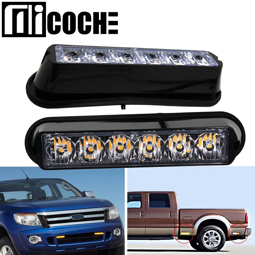 2pcs 6W Squad Car Engineering Ambulance Led Strobe Emergency Warning