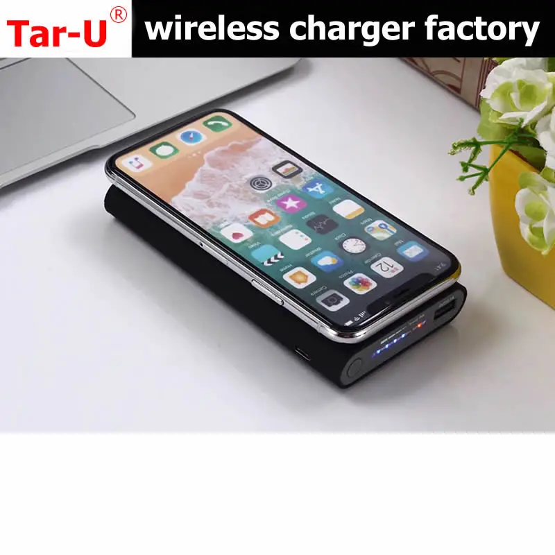 Tar-U 10000 mAh Универсальный Портативный power bank, 50 шт./лот Qi wireless power bank Dual USB внешний аккумулятор для iPhone X/XR SamsunS9