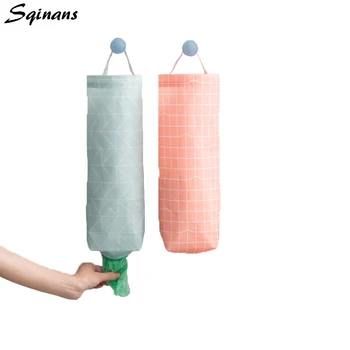 

Sqinans Waterproof Hanging Garbage Storage Bag Kitchen Organizer Wall Mount Grocery Bags Holder Reusable Trash Bag Storage