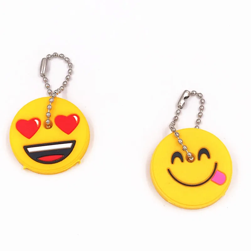 2Pcs/lot New Kawaii Emoji Smile Keychain Fashion Jewelry Silicone Key