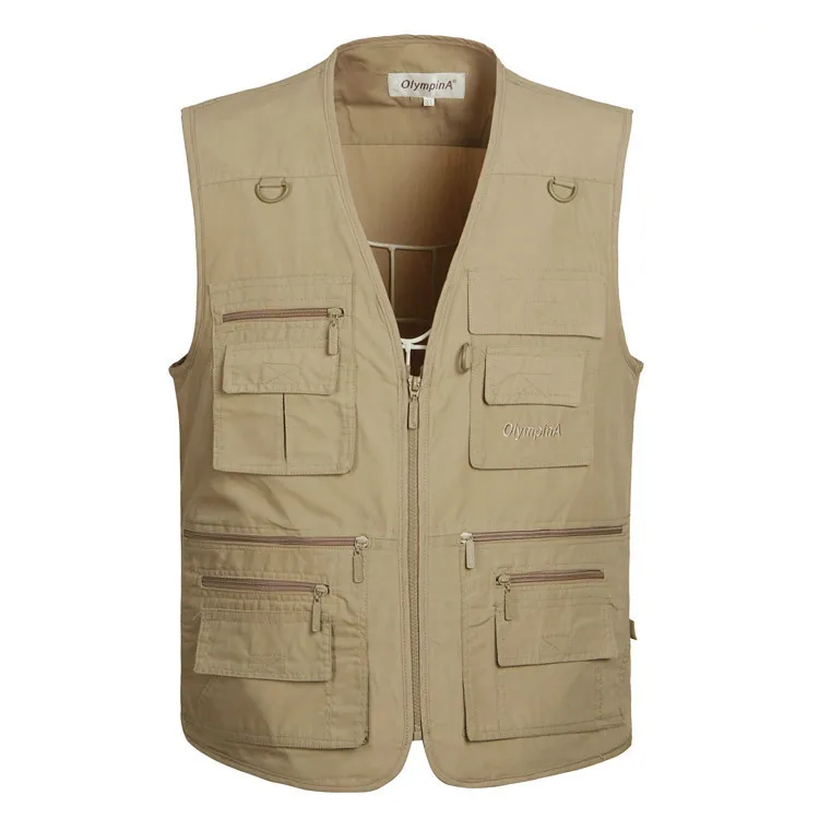 

Male Vest Summer Zipper Travels Waistcoat Breathable Mesh Vests Photographer Weskit Sleeveless Thin Jacket with Many Pocket