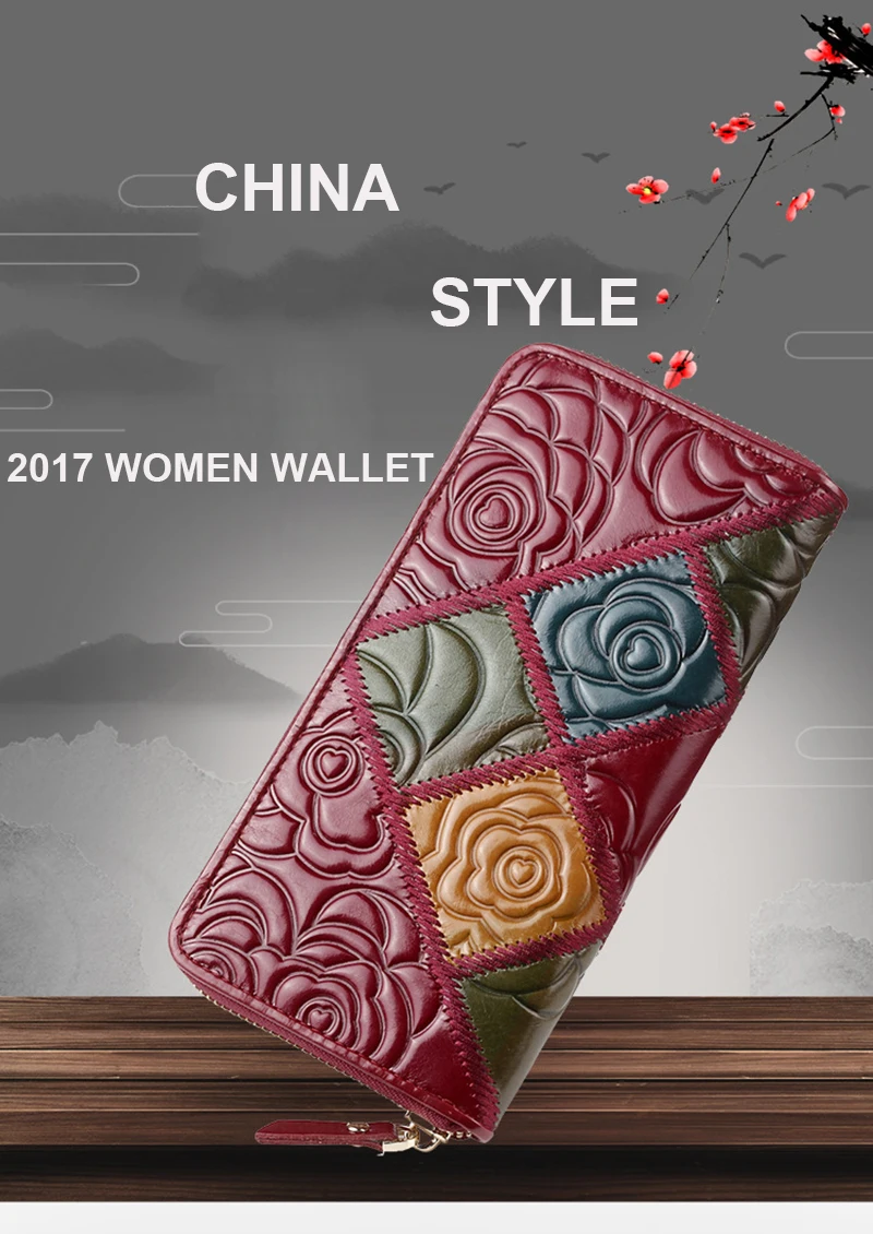 Бренд YUBIRD женский кошелек из натуральной кожи женский клатч винтажный цветочный тисненый лоскутный кошелек для телефона женский роскошный дизайнерский