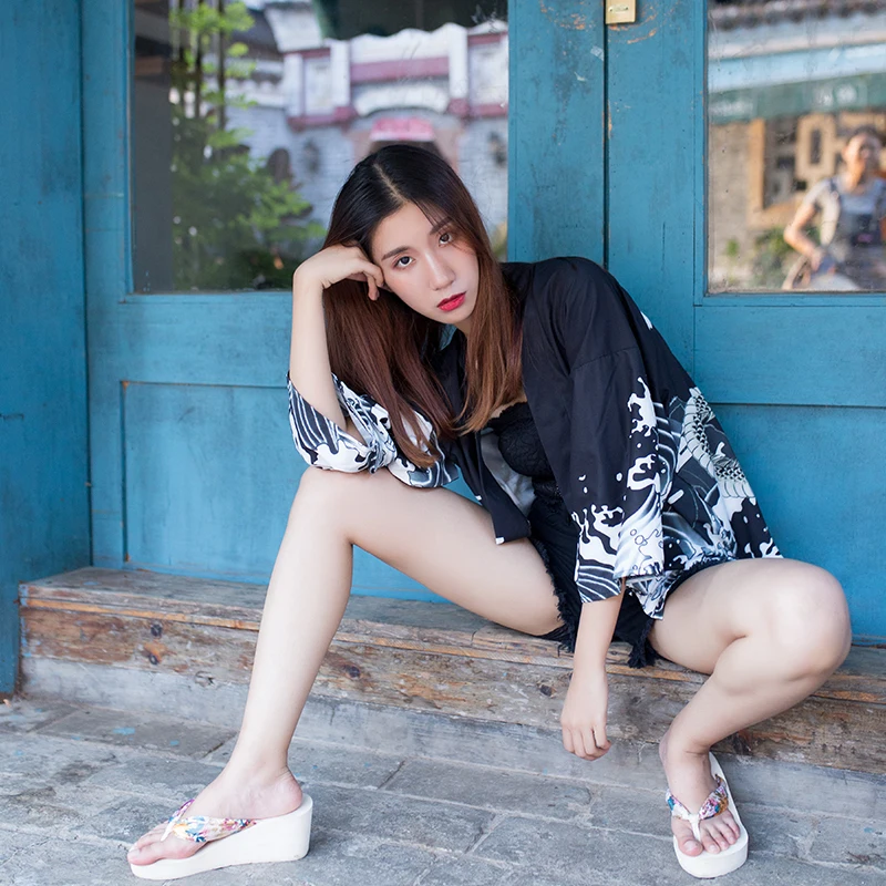 Spring Autumn Woman Fashion kimono japanese clothes streetwear casual