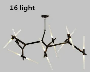 Современная вращающаяся металлическая ветка, светодиодная люстра G9 для гостиной, подвесная люстра, светодиодное освещение для помещений - Цвет абажура: 16 light
