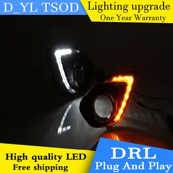 

Car styling New 12V 9 LED light DRL Daytime Running Lights For Mitsubishi ASX 2013-2014 with Fog Lamp Turn Signal Car Stylin
