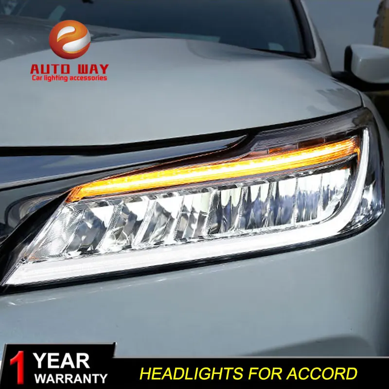 Автомобиль голове стиль лампа чехол для Honda Accord фары 2016 2017 светодиодный фар DRL светодиодный двойной луч светодиодный фары