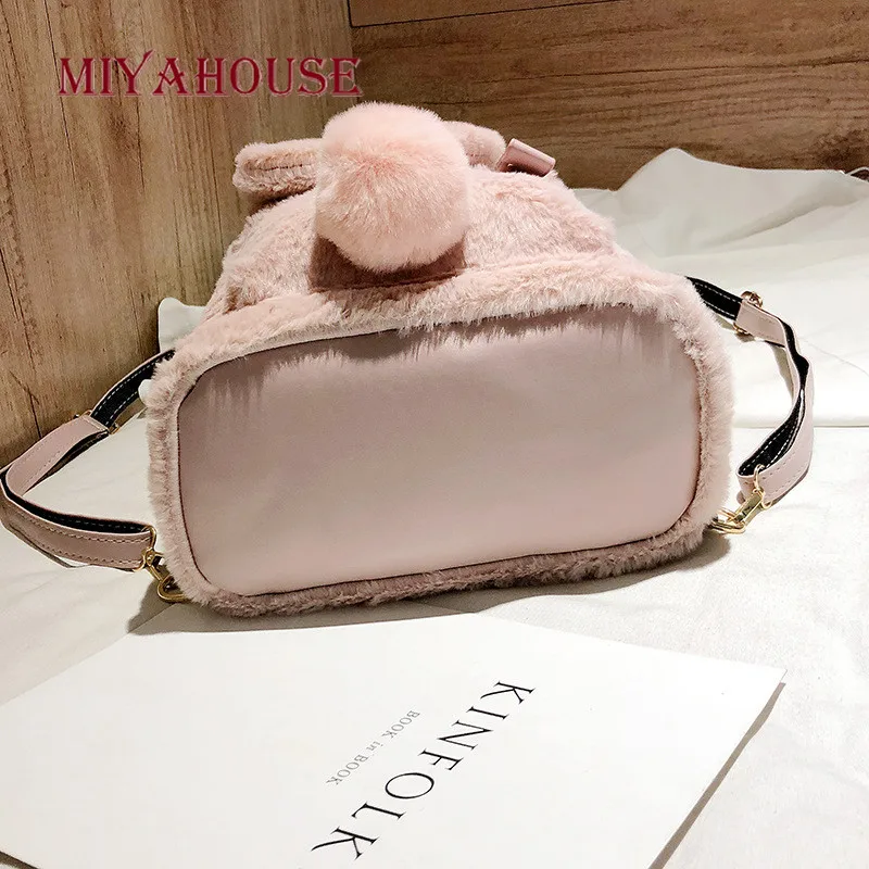 Miyahouse, рюкзак с милыми заячьими ушками, портативный, женский,, рюкзак для студентов, на плечо, школьные сумки, женский рюкзак с шариковым хвостом