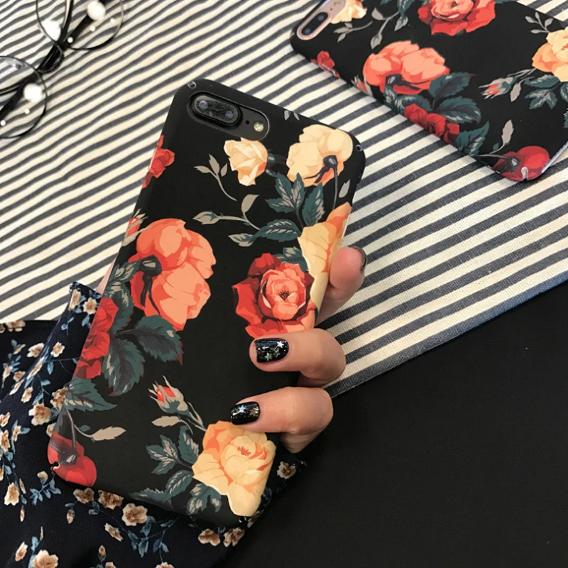 

Vintage Rose Case for IPhone X XR XS Max 6 6s 7 8 Plus Cases High Quality PC Hard Phone Cover Iphone 7 Case Capa Funda Coque