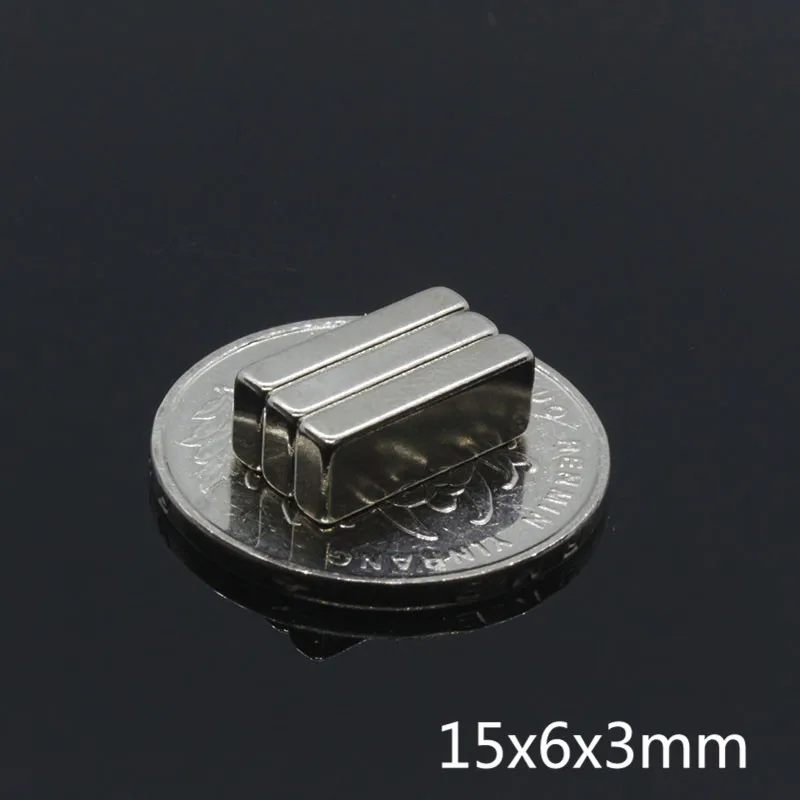 100 шт. 15x6x3 мм Блок N35 Супер мощный постоянный магнит NdFeB кубовидные Редкоземельные