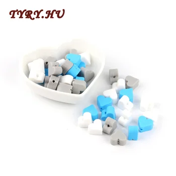 

40pcs Heart-shaped Food Grade Silicone Beads BPA Free for DIY Baby Teething Necklace Molar Pacifier Chain Pendant Toys Gifts