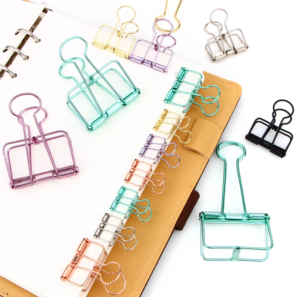 10Pcs/lot Cute Kawaii Hollow Out Metal Binder Colorful Paper Clips