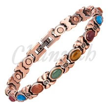 Channah 2017 Mujeres Magnética 14 unids Colorido Piedras Semi-preciosas de Cobre Chapado Pulsera de Las Señoras Joyería Del Encanto Del Envío libre