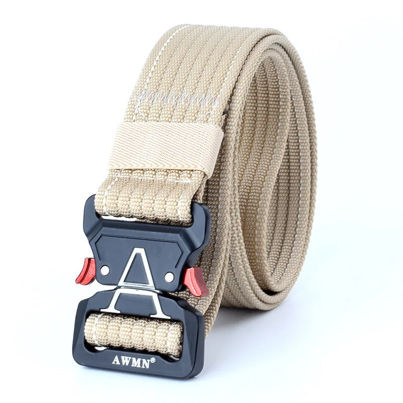 Khaki Belt Холщовый военный ремень мужские тактические дизайнерские ремни для джинсов брюки Повседневный нейлоновый черный длинный поясной ремень быстросъемный ремень Кобра - Цвет: Khaki Belt