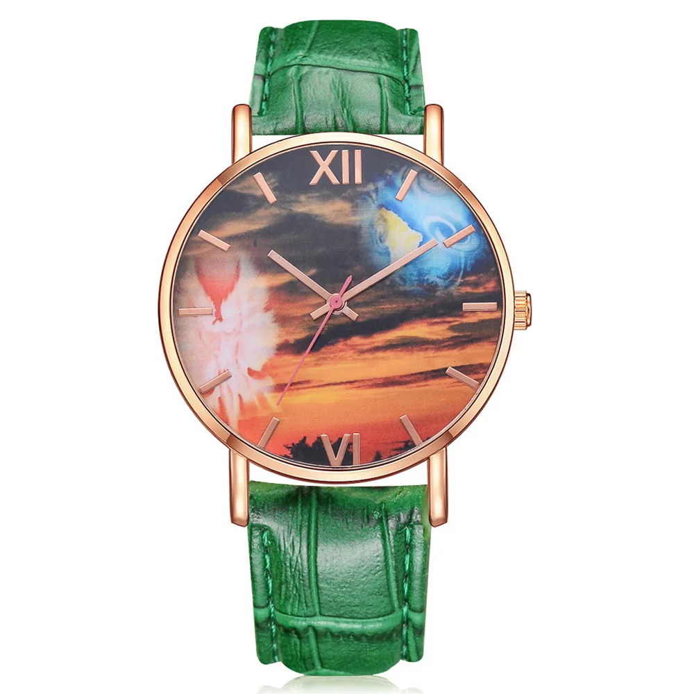 Кожаные часы-браслет женское платье женские повседневные Кварцевые аналоговые наручные часы geneva Классические роскошные женские часы со стразами ساع - Цвет: Multicolor 9