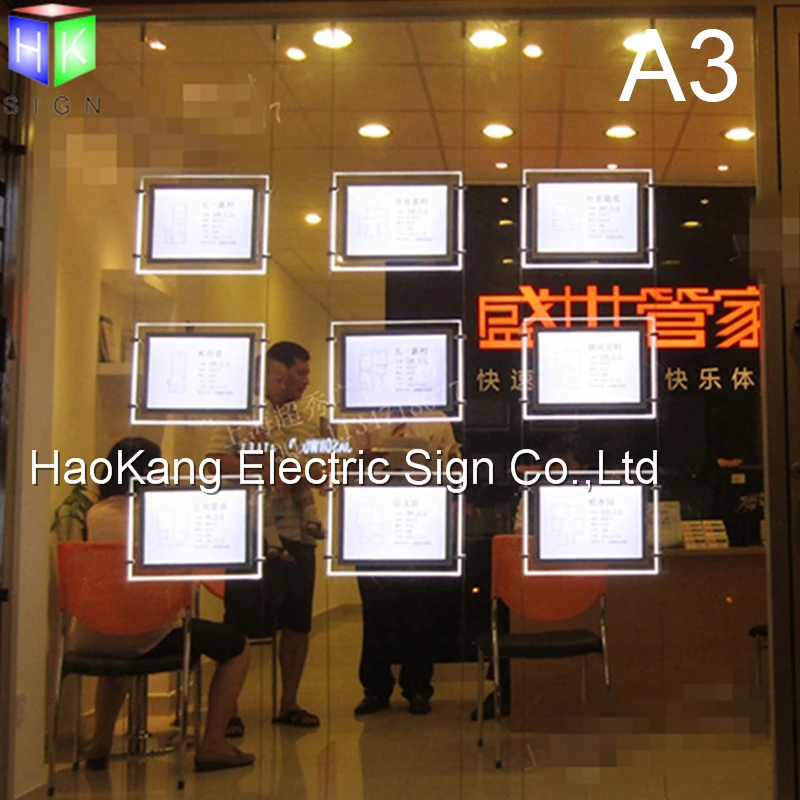 А4 акриловая рамка для картин рекламная оконная реклама, светодиодный дисплей для бизнеса