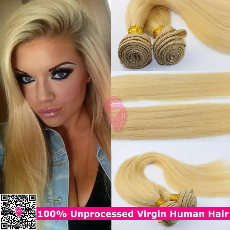 Hot Selling Brazilian Virgin Hair Straight 3pcs Bleach Blonde Hair