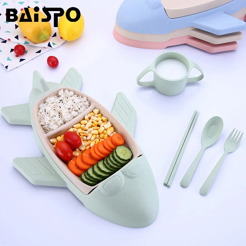 

BAISPO Children Cartoon Lunch Box For Kids Lunchbox Aircraft Modeling Bento Box Leakproof With cutlery Food Storage Container