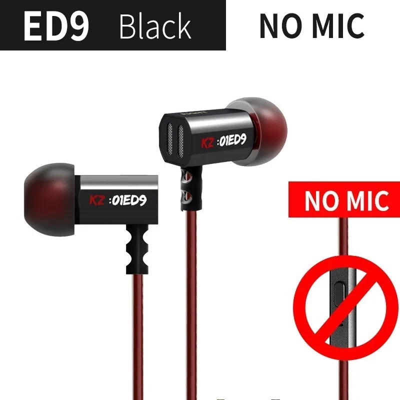 KZED9Blacknomic KZ ED9 Super Bass In Ear Наушники Hi-Fi музыка стерео наушники с шумоподавлением наушники для мобильного телефона с микрофоном гарнитура - Color: KZED9Blacknomic