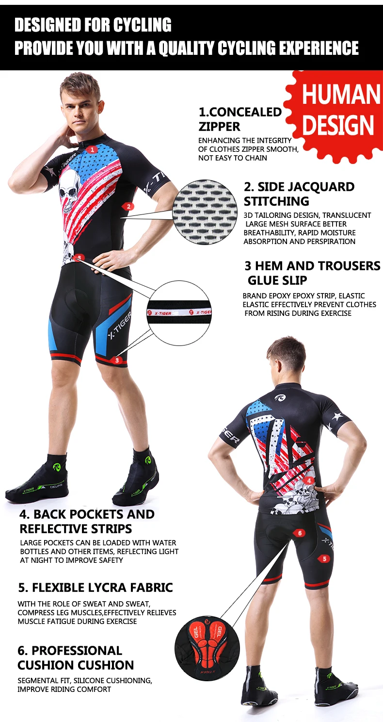 X-Tiger Pro дышащий комплект для велоспорта Лето MTB велосипедная одежда для велоспорта Одежда гоночный спортивный костюм для мужчин