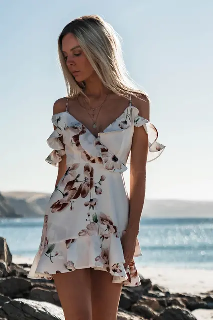2018 Women's Summer Beach Short Dress Female Party Evening Ball Gown ...
