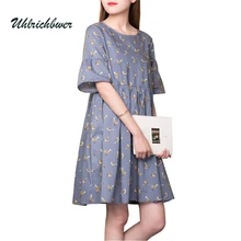Summer Dresses 2017 Women High Quality Art Loose Sleeve Half Sleeve Women Dress Casual Lovely Style Sexy Dresses Cotton Vestidos