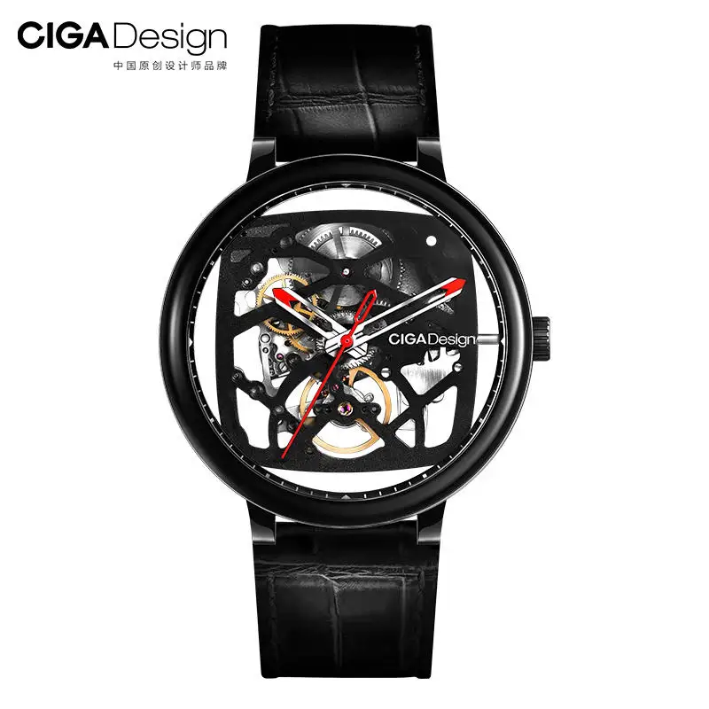 XIAOMI CIGA дизайн полые механические часы Творческий кожаный ремешок часы автоматические механические мужские часы H25 - Цвет: Fangyuan