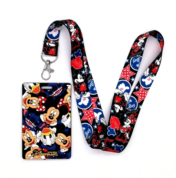 

1 pcs Soft Silicone cartoon mickey minnie Sign Card ID Holder With Hanging String Keychain T-2