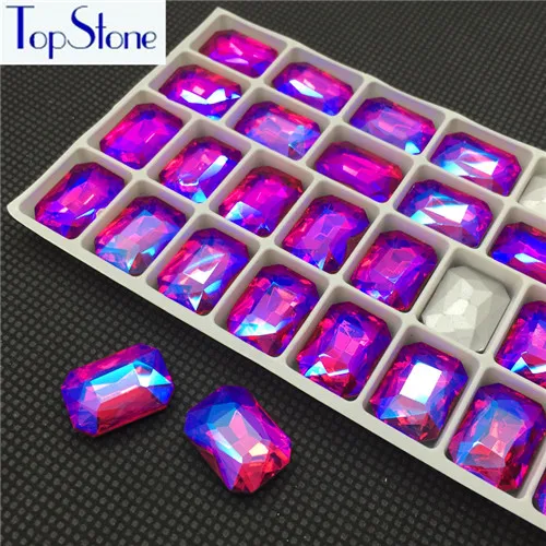 TopStone цвета AB кристаллы прямоугольные Стразы 6x8,10x14,8x10,13x18 мм остроконечные стеклянные кристаллы DIY камни для одежды