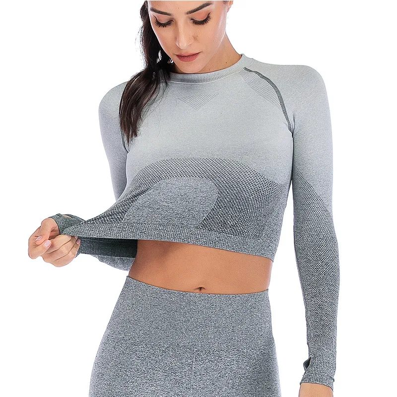 

SVOKOR Women's Clothing Round Neck Tshirt Gradient Seamless High Quality Fitness T-shirt Elasticity Breathable Sweat Short
