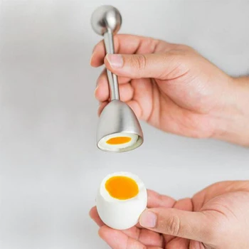 

Kitchen Gadgets Egg Cutter Cracker Boiled Egg Separator Topper Stainless Steel Breakfast Kitchenware Knocker Opener Divider p20