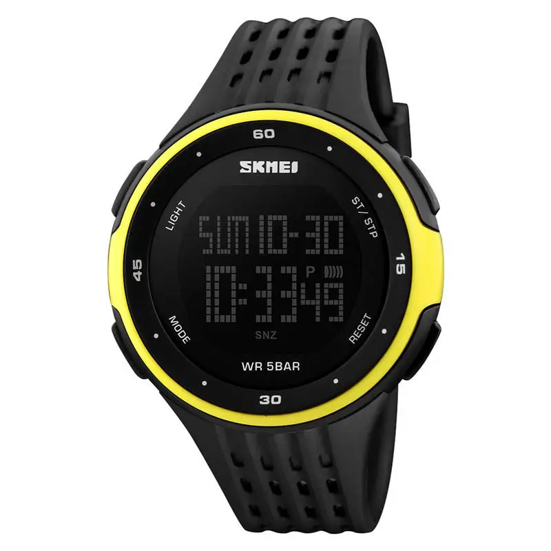 Skmei Роскошные Брендовые мужские спортивные часы для дайвинга 50 м цифровые светодиодные армейские часы мужские модные повседневные электронные наручные часы Relojes - Цвет: Yellow