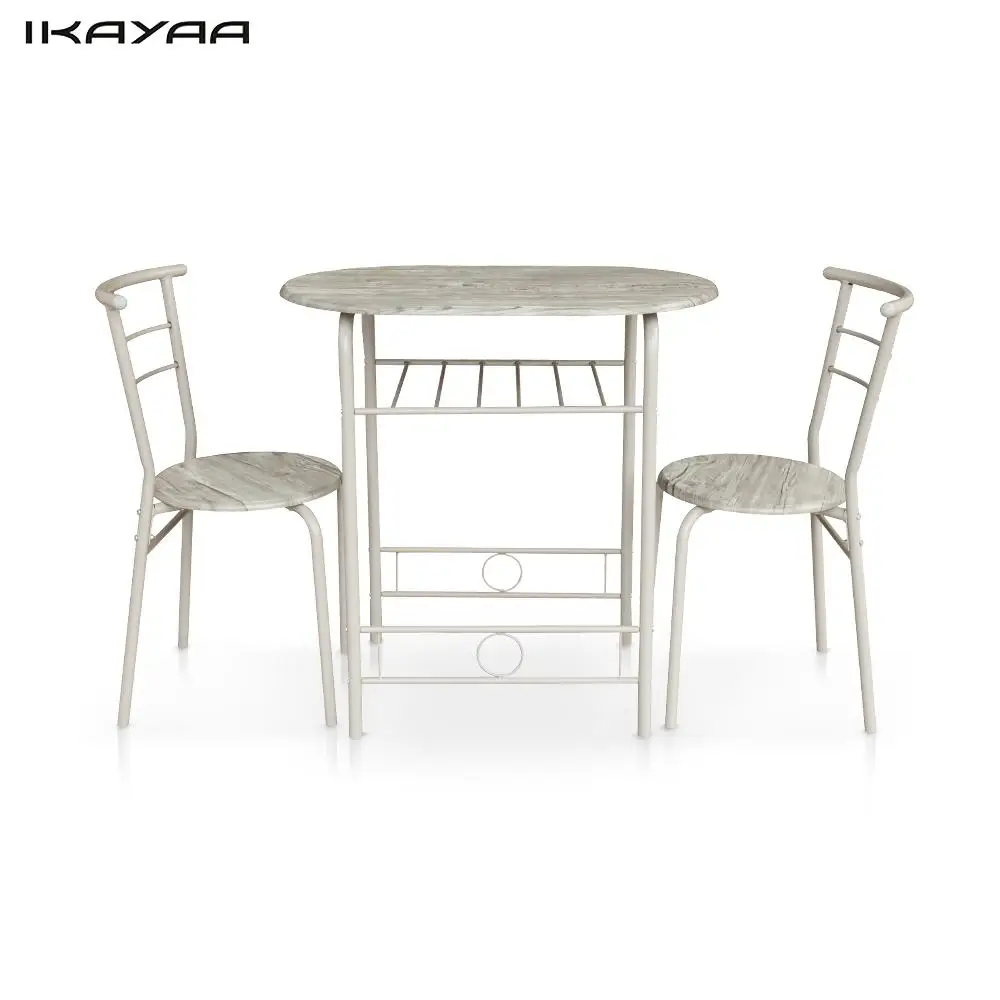 Ikayaa Modern Dining Set Metal Frame 3pcs Breakfast Dining Table