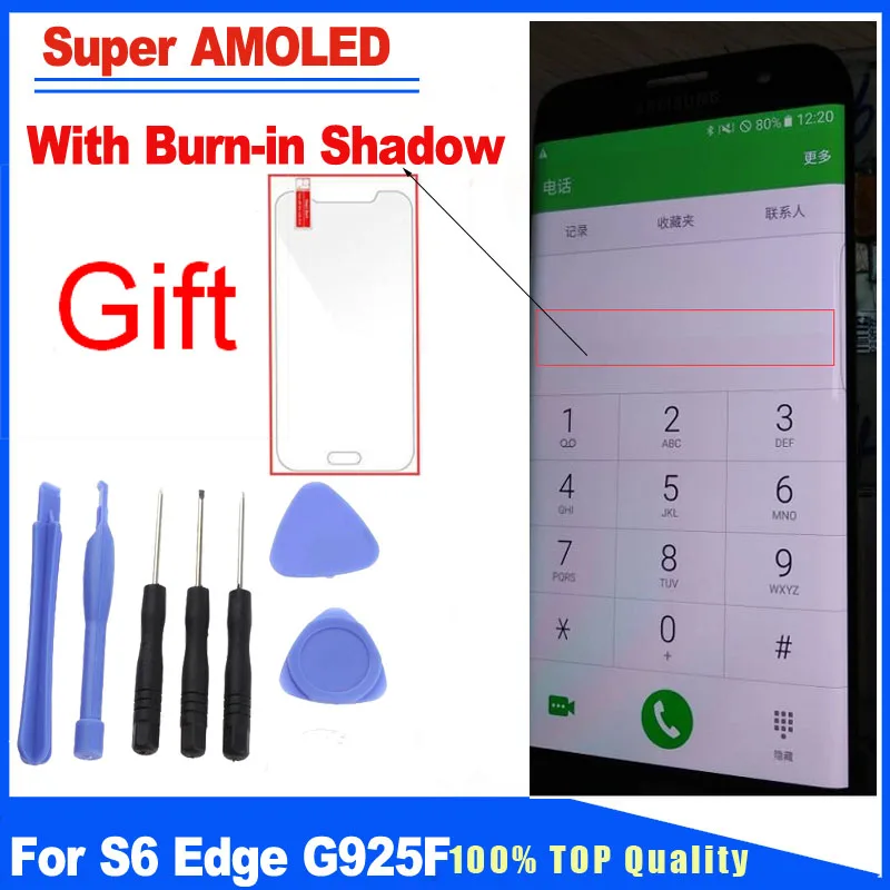 

Burn-in Shadow Display For Samsung Galaxy S6 Edge G925F G925A LCD Touch Screen Digitizer With Frame Replacement